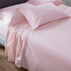 Federe Charme in Percalle di Cotone 300 Fili con Bordi Americani - Rosa