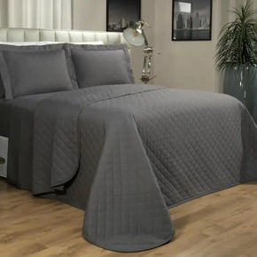 Completo Letto 7 Pezzi 150 Fili con Copriletto - Colore Grigio Antracite - Life&Color