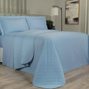 Completo Letto 7 Pezzi 150 Fili  con Copriletto - Colore Blu - Life&Color