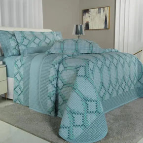 Completo Letto 7 Pezzi 150 Fili con Copriletto - Orin Blu - Life&Color