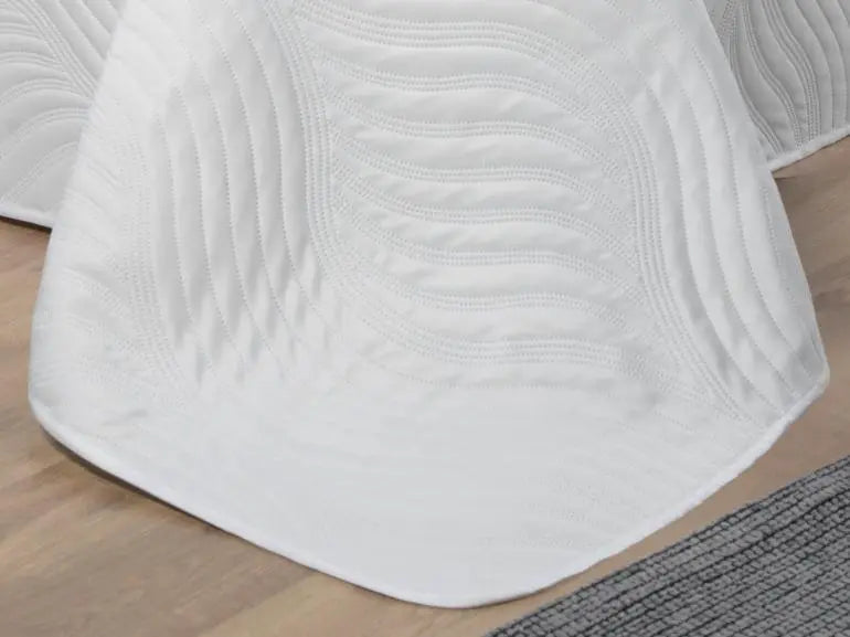 Set 1 Copriletto Boutis in Microfibra Ultrasonic + 2 Copriguanciale - Wave Bianco - Life&Color