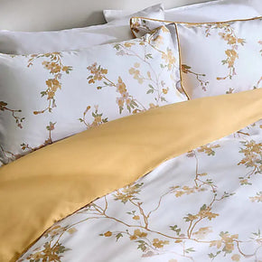 Completo letto in raso di puro cotone con stampa di fiori di ciliegio - Life&Color