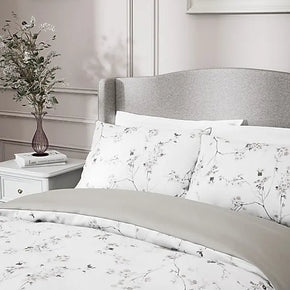 Completo letto in raso di puro cotone con stampa di fiori di ciliegio - Life&Color